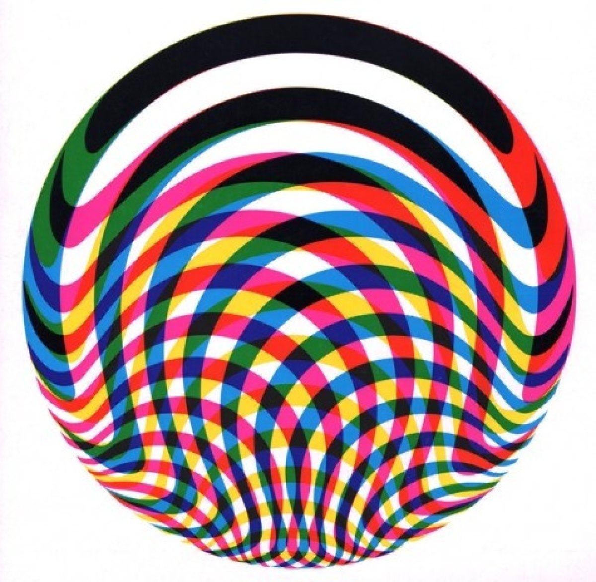 Original album cover: a circle of colored bands woven over and under each other
